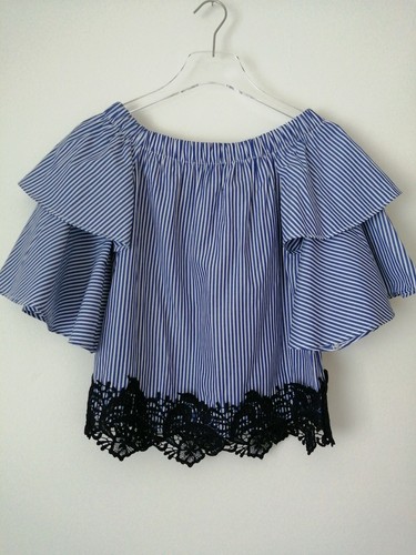 Zara blue and white striped - and,