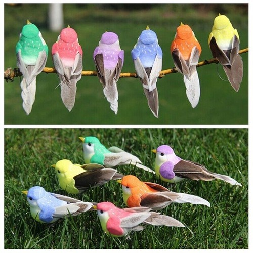 6pcs artificial birds clip - birds,