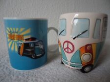 2 VW Retro Collection Campervan Mugs Surf Bus 