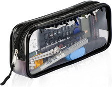 Clear Pencil Case Black 22X4X9