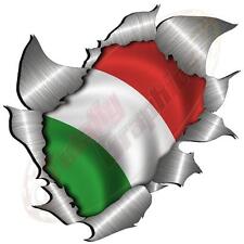 Single Metal Rip Torn Italian Italy Flag Sticker JDM Race Car Van Vespa Scooter