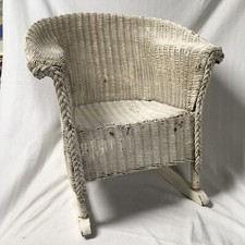 Antique Lloyd Loom Wicker Rattan Child’s Rocking Chair 