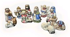 Vintage Ceramic Nativity Set 10 Pieces Large Figures Christmas Boxed VGC