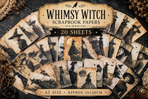 Vintage whimsy witch - whimsy, scrapbook