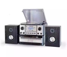 STEEPLETONE Silver Houston 6 In 1 Music Centre Vinyl Record Player, New