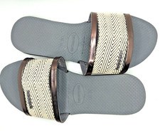 Havaianas You Trancoso Premium Slide Sandals with Metallic Trim Size 6 37/38 