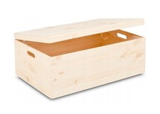 Extra Large Wooden Box Chest Storage Toy Tools Plain Wood Trunk Lid Craft Boxes