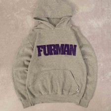 Russell Athletic Vintage Furman University Hoodie S Men's Light Grey Collegiate