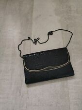 Jane Shilton Vintage Bag Black Sparkly Mesh Clutch Shoulder Metal Chain Strap 