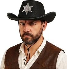 Black Cowboy Sheriff Hat with