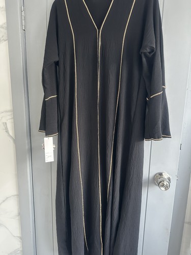 Abaya black with diamante - with,