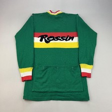 Vintage Rossin Cycling Jersey Shirt Mens Small Green Knit Wool Santini Italy 70s