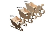 Wooden Santa Sleigh Small Medium Large Unpainted Easy Assemble