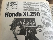 HONDA XL250 SERVICE MOTORCYCLE MAGAZINE ARTICLE.