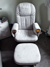 Reclining Rocking Glider Nursing Chair with Footstool. Swede Finish
