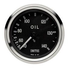 Smiths Cobra Mechanical 52mm Oil Temperature Gauge - Black Face - Chrome Bezel