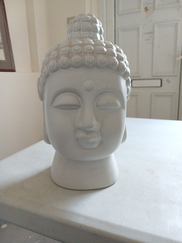 White ceramic buddha head - ceramic,
