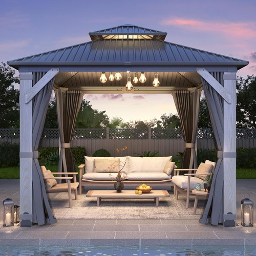 10x10 wood gazebo hardtop - 10x10,
