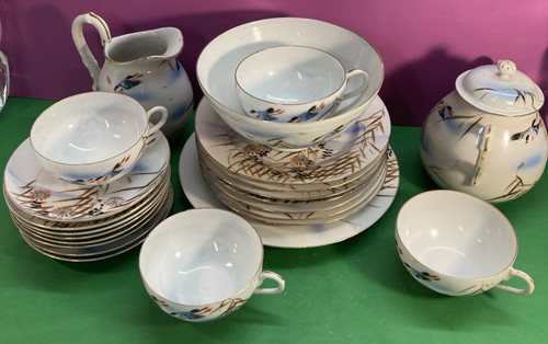 Japanese tea set hand painted - japanese,