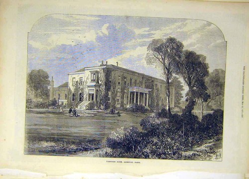 Original old antique print - old,