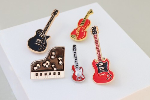 Music enamel pin - pin, guitar