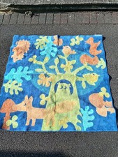 Children's Rug 100% Cotton 120x120cm Bedroom Nursery Playroom Woodland Scene