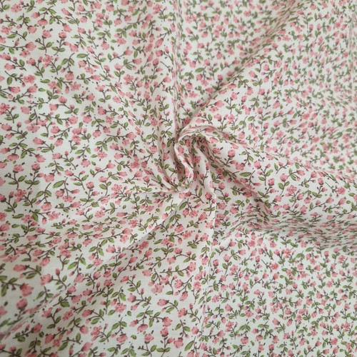 Ditsy pink floral polycotton - pink,