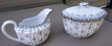 Spode Fleur De Lys Grey Creamer & Sugar