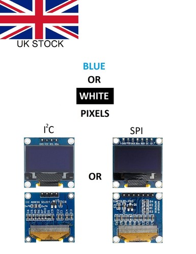 128x64 blue white - blue, i2c