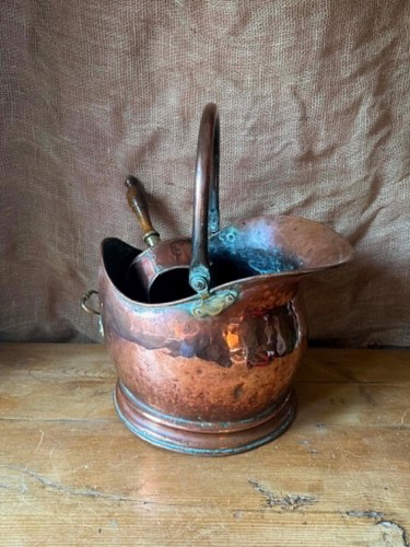 Antique copper coal helmet - antique,