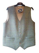 HARRIS TWEED Men's Tweed Waistcoat Vest Windowpane Herringbone Check Size Large