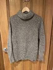 Finisterre Farne Woman’s Merino Wool Roll Neck Jumper Size 8 Grey