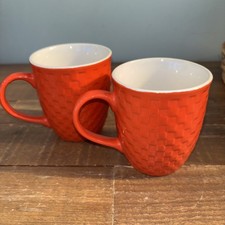 Rayware - Square Checkerboard - Orange - Set Of Two Ceramic Mugs A4