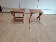 2xSmall Wooden Folding Foot Stool Plant Display Stand