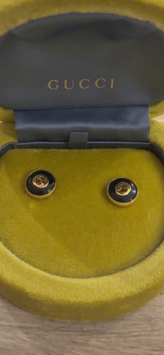 Gucci earrings 18ct gold onyx - 18ct,