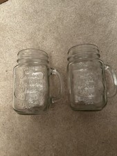 2 X Glass Mason drinking Jars
