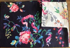 1 Housewife Pillowcase Cath Kidston Ribbon Rose in Navy & Cream Percale New