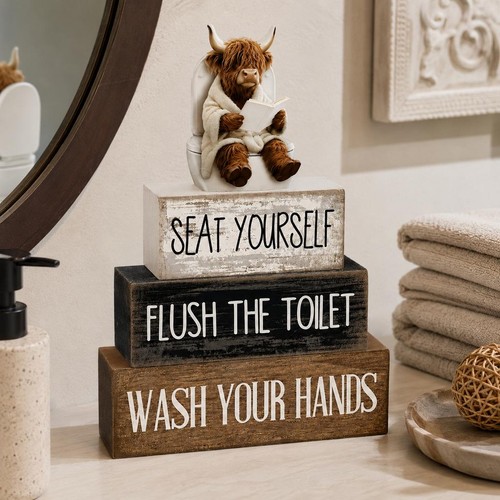Highland cow bathroom - 4x,