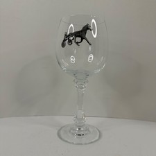 Equine Horse Harness Racing Sulky Driver Wine Glass with Pewter Embellishment