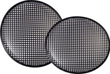 Pair of 15" Speaker Grills Subwoofer Metal Mesh Covers Black Steel Rubber Edge