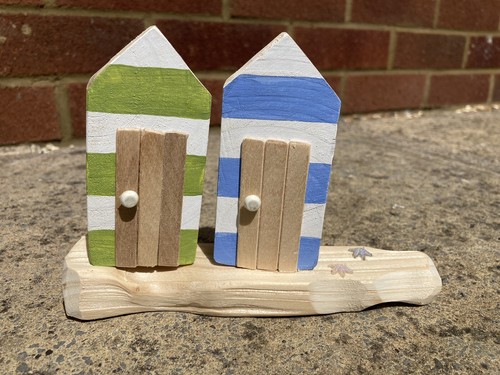 Pair cute wooden beach huts - cute,