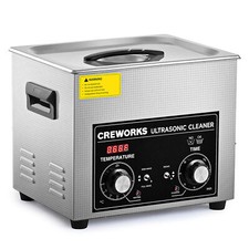 CREWORKS 10L Ultrasonic Cleaner with Knob Control Degas Gentle Modes 300W Heater