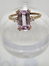 9kt Gold Kunzite & White Zircon Ring Size Q (3.03g)
