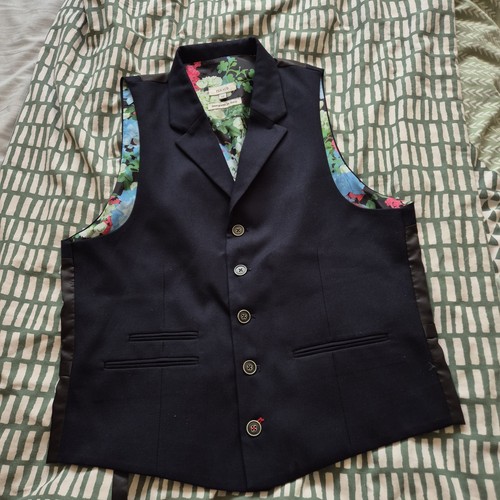 Navy wool blend waistcoat