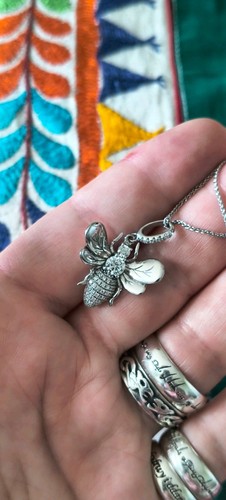 Sterling silver sparkly - silver, bee