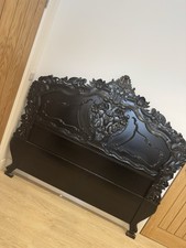 Headboard Double Black Rococo Engraved Shabby Chic French
