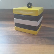 Vintage 80s 90s Liquorice Allsorts Novelty Yellow Ceramic Storage Jar