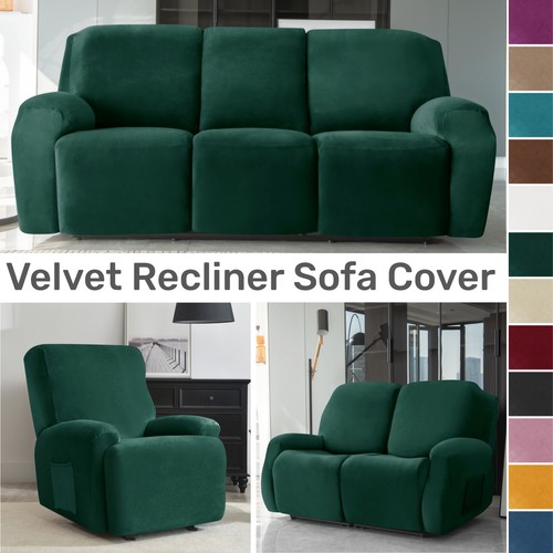 Stretch velvet recliner sofa - recliner,