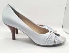Ladies Womens Aerosoles Light Grey Leather Peep Toe Stillheto Heel Shoes Size 7