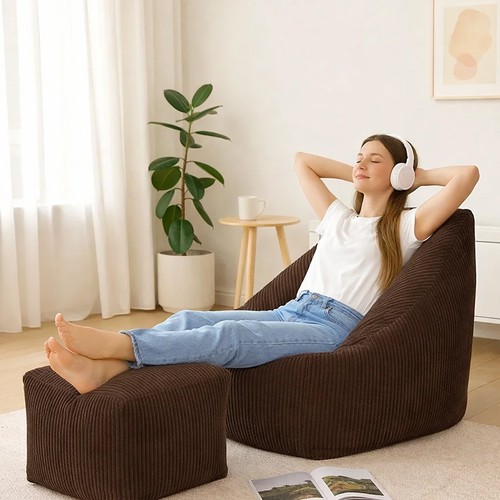 Bean bag chair with footstool - with,